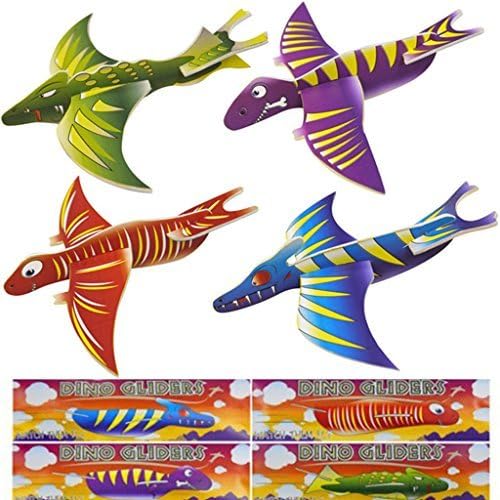 G4GADGET Dinosaur Flying Glider Planes - Pack of 12, Lightweight Foam Gliders for Kids 3+
