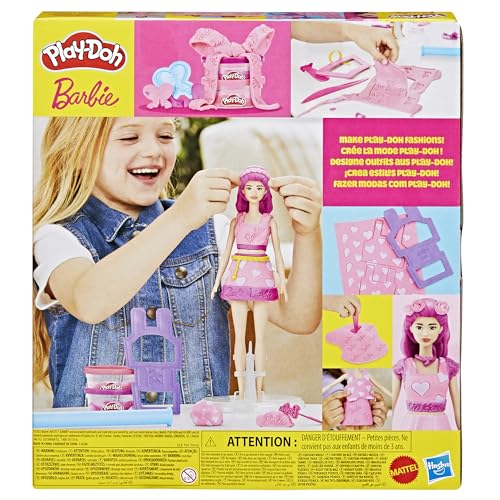 Play-Doh Barbie Hearts and Hair Doll Set - Fashion & Hair Styling Playset for Ages 5+ 10