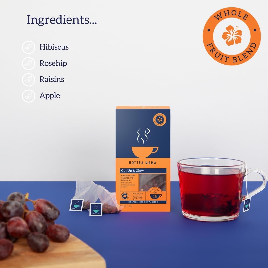 HOTTEA MAMA Get Up & Glow Organic Whole Fruit Tea | Vitamin C Rich | Caffeine-Free Pregnancy & Breastfeeding Tea 5