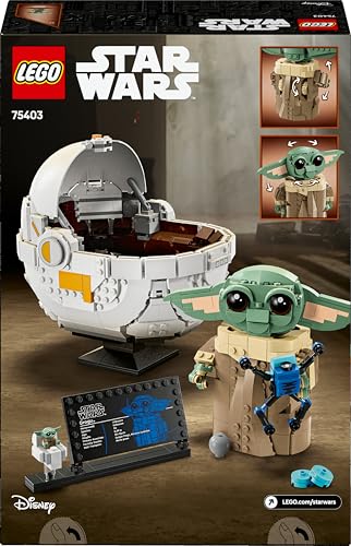 LEGO Star Wars 75403 Grogu with Hover Pram Building Toy Set - Buildable Display Model for Kids 10+ 12