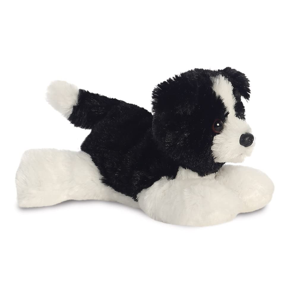 AURORA Mini Flopsie Cami Border Collie Stuffed Animal - 8 Inches Tall | Black & White