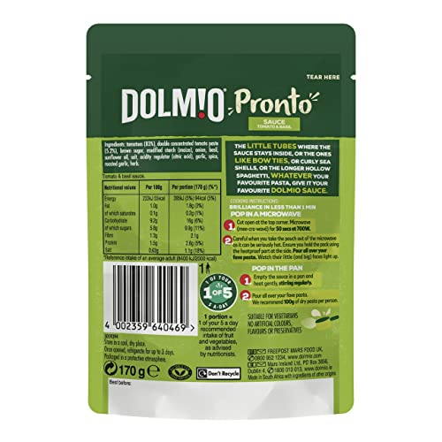 Dolmio Tomato and Basil Microwave Pasta Sauce, 8 x 170g Pouches 5