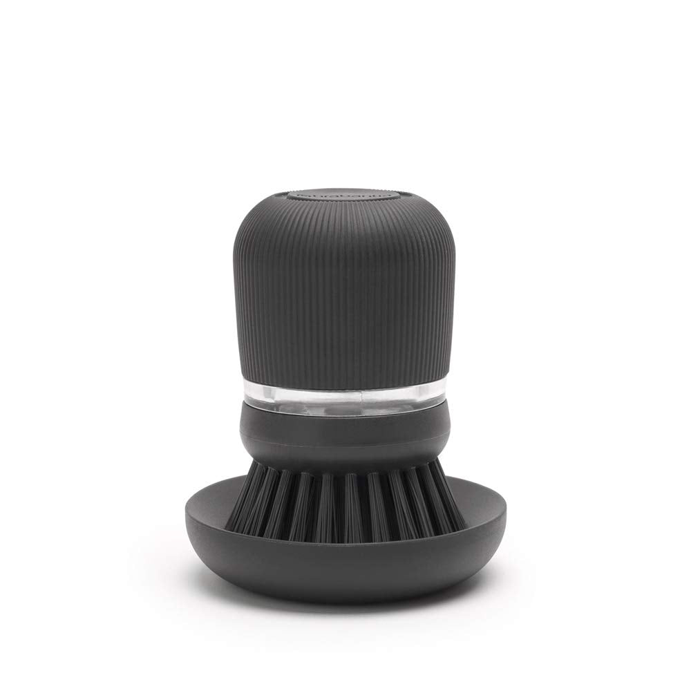 Brabantia Refillable Soap Dispensing Washing Up Brush - Ergonomic Grip, Integrated Reservoir, Drying Tray | Dark Grey