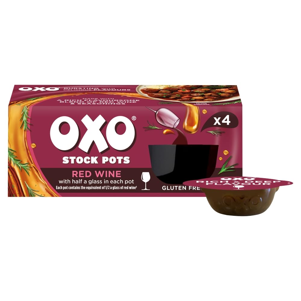 OXO Red Wine Stock Pots - Rich & Flavoursome Blend | 80g | 4 x 20g Pots