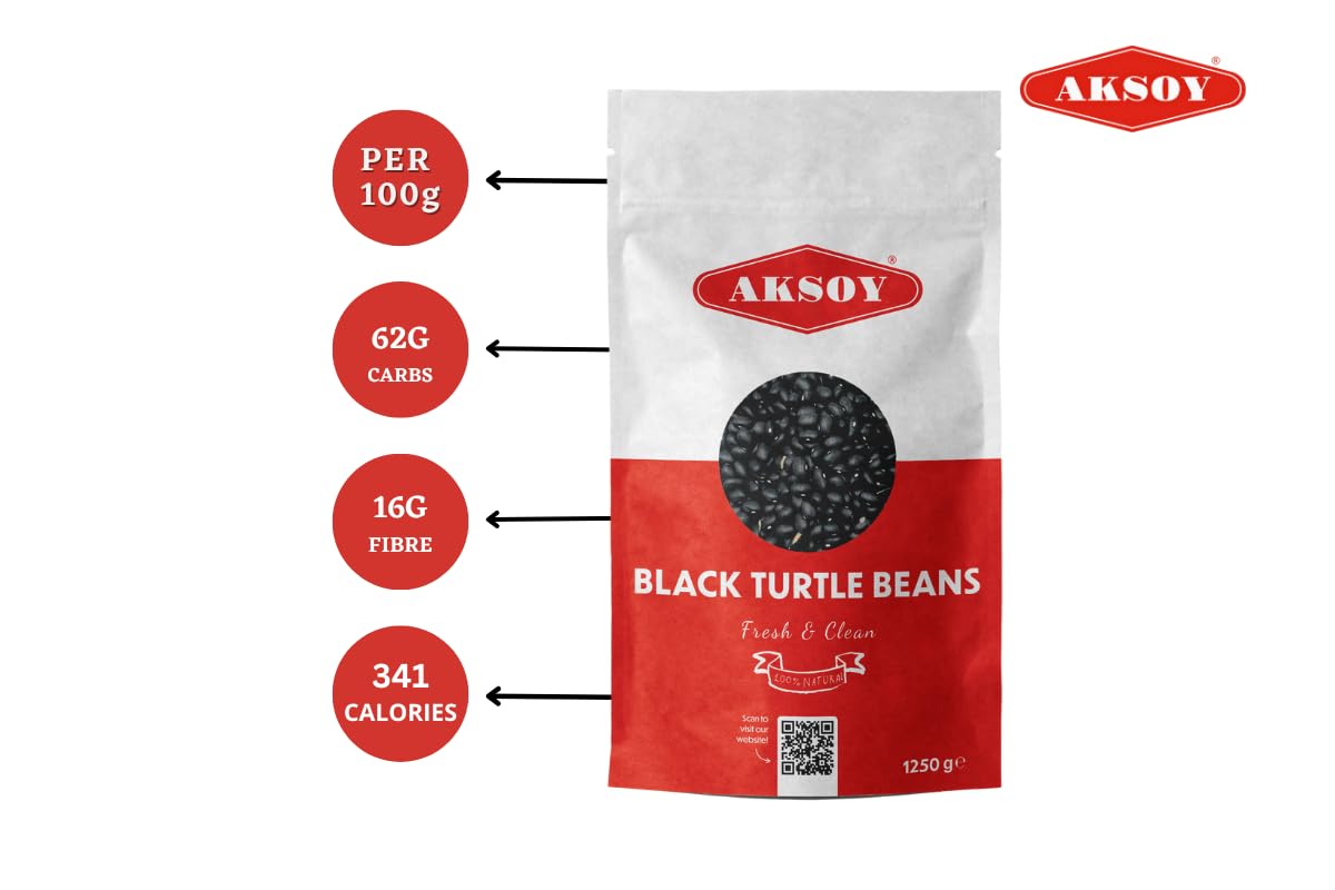 Aksoy Black Turtle Beans 1250g | Dried Black Beans for Soups, Stews & Sauces