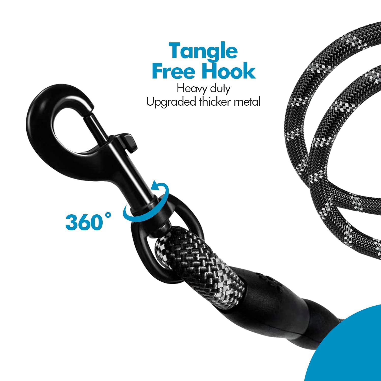 Edipets Dog Lead - Durable Slip Rope with Padded Handle | 60 Inches Black 4