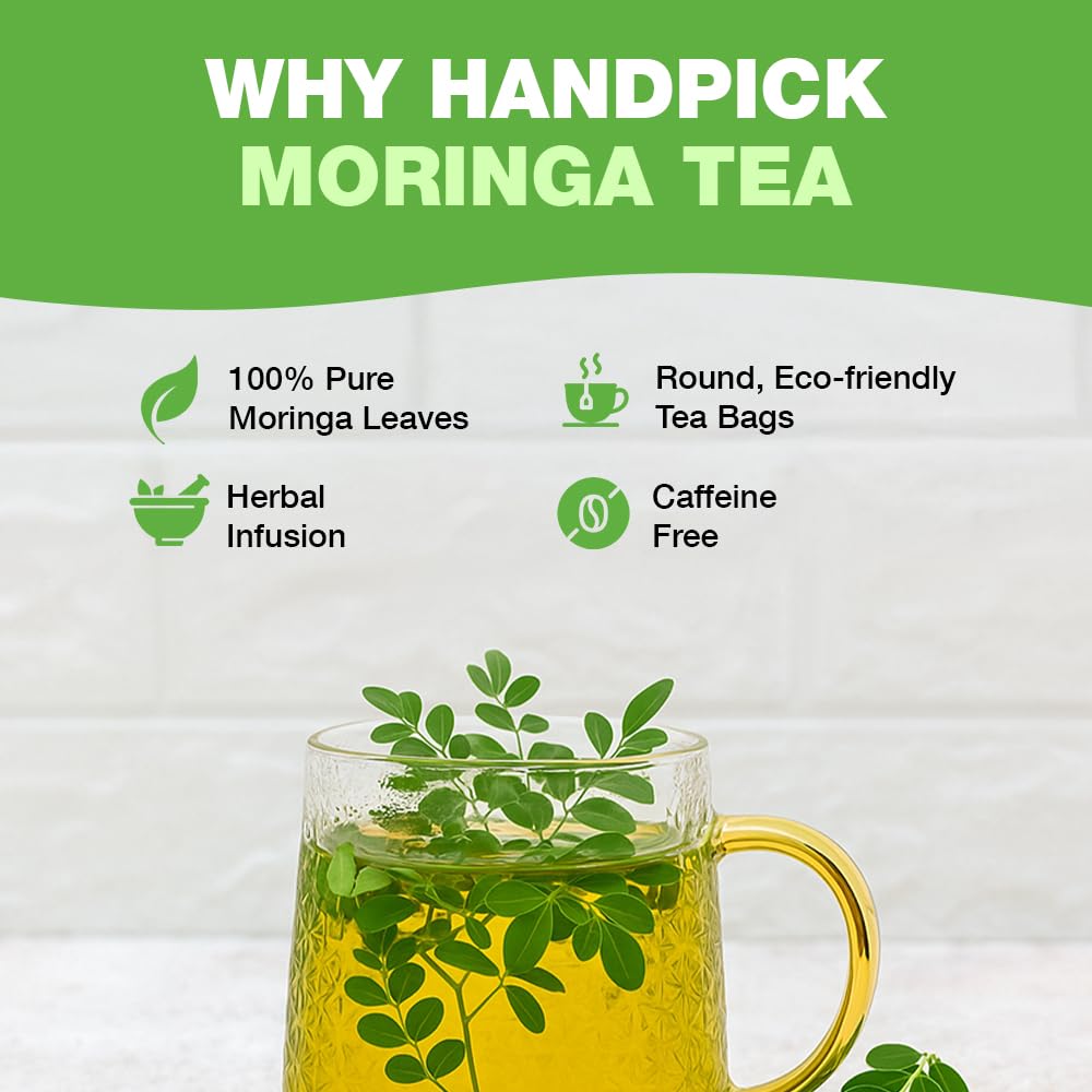 HANDPICK Moringa Tea Bags (100 Count) Non-GMO, Caffeine Free, Pure Moringa 3