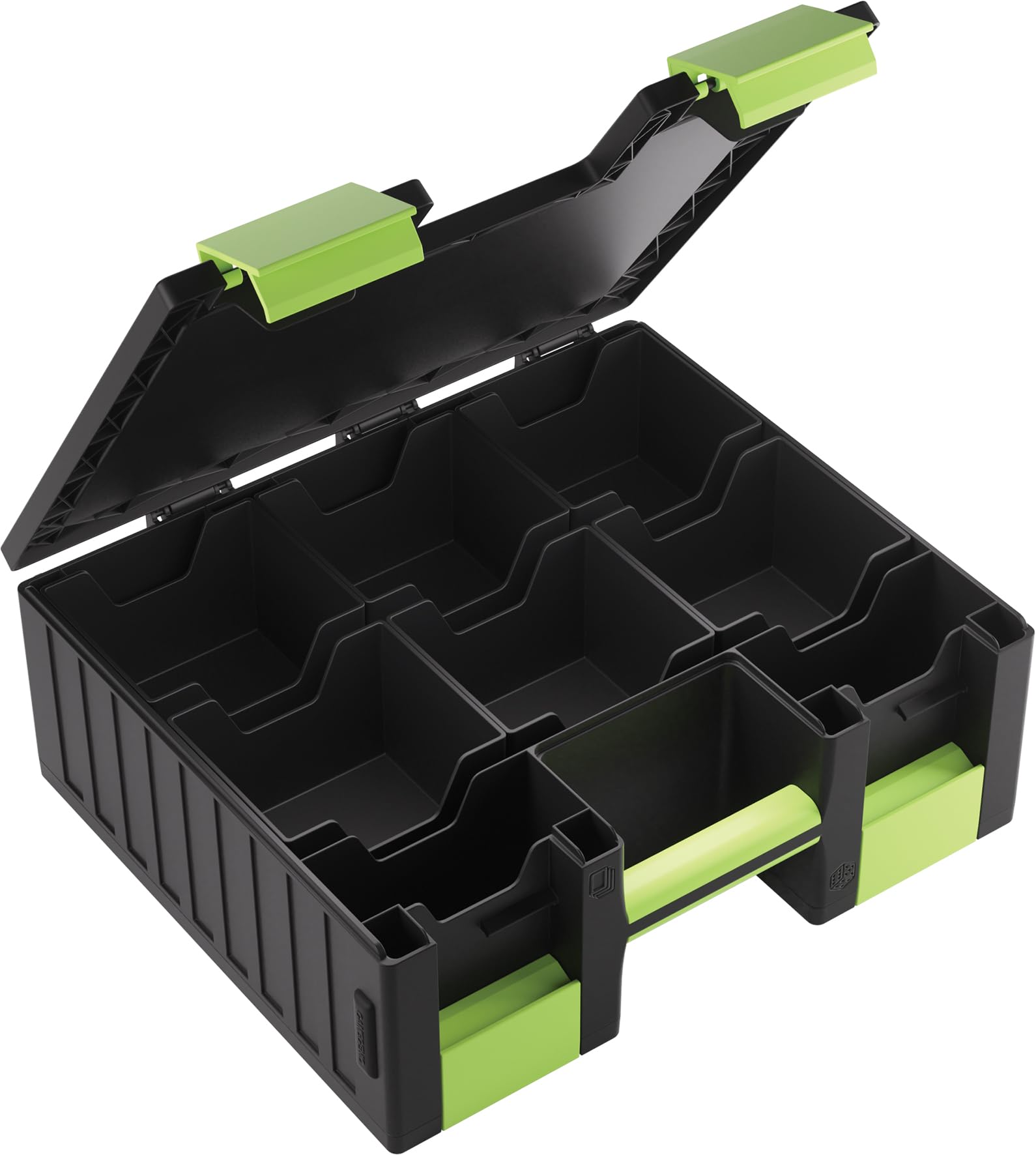 Gamegenic Game Castle Black/Green | Storage for 600 Double-Sleeved Cards & 19 Token Trays