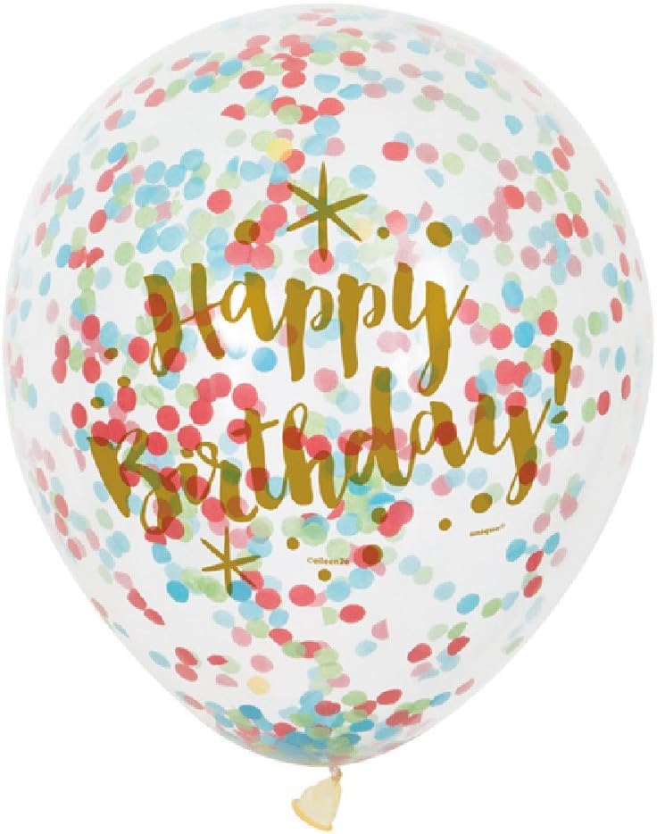 Foil Glitzy Gold Happy Birthday Confetti Balloons - Pack of 6