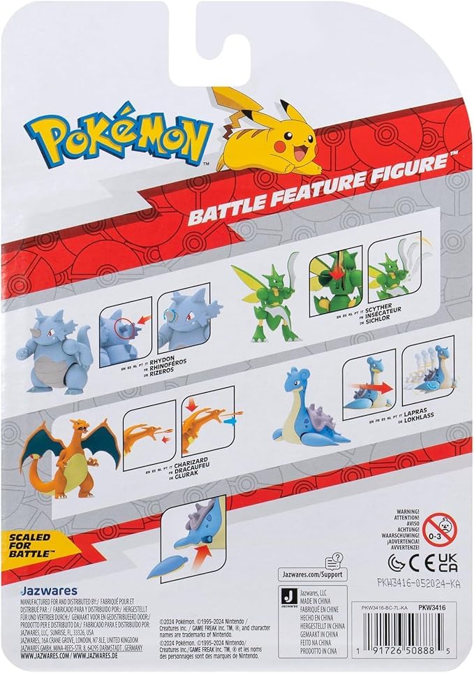 Pokémon Lapras Battle Feature Figure - 4.5-Inch Action Figure | Plastic | Unisex Children 7