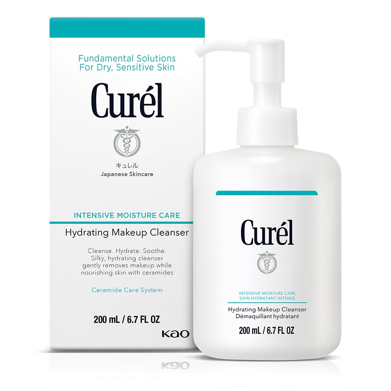 Curel Hydrating Makeup Cleanser - Gentle Milk Formula, Enriched with Ceramides, 200 ml