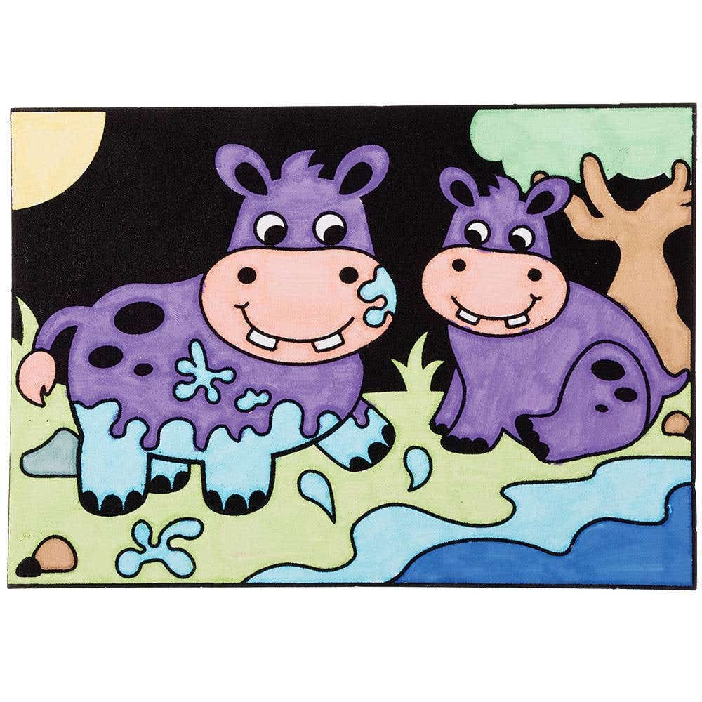 Baker Ross Jungle Animal Fuzzy Art Pictures - Pack of 10 Assorted Designs