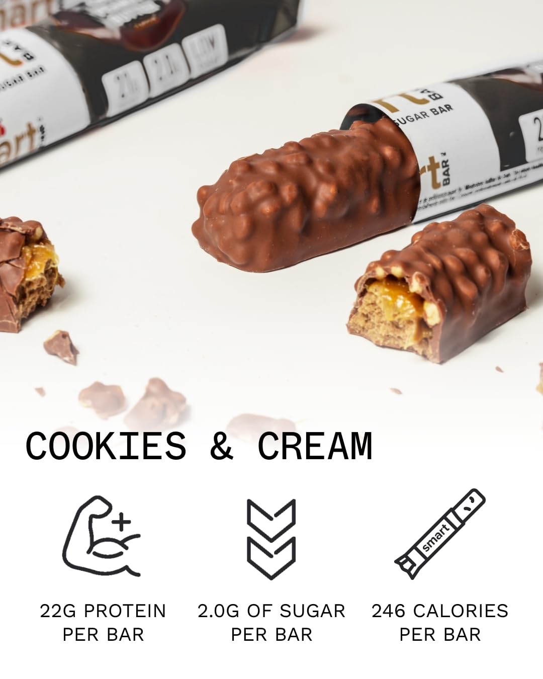 PhD Nutrition Smart Protein Bar Low Calorie, High Protein, Low Sugar, Cookies and Cream, 12 x 64g 8