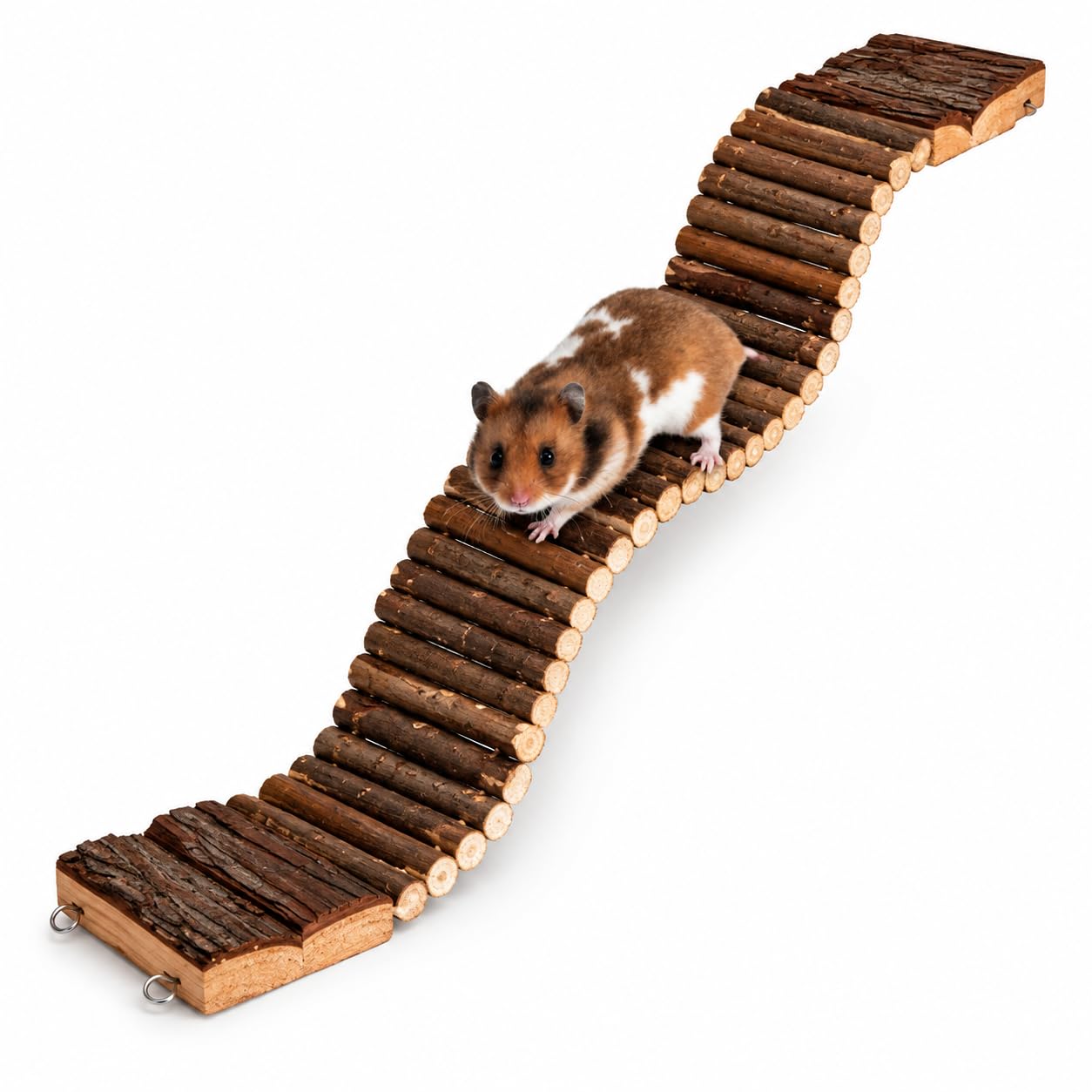 Pet Ting Natural Suspension Bridge Ladder - 55cm Natural Wood | Small Animal Toy | PT453