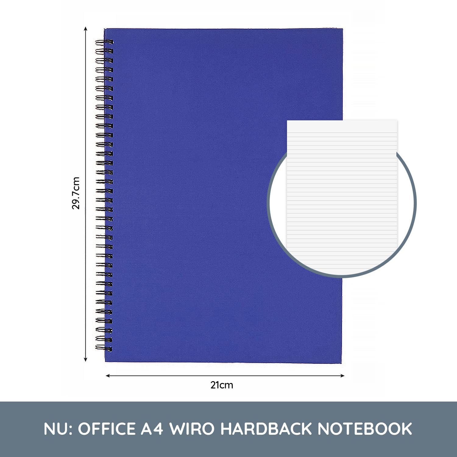 nu: Office Range - A4 Hardback Wirebound Notebook | 160 Pages | 60gsm Feint Ruled 2