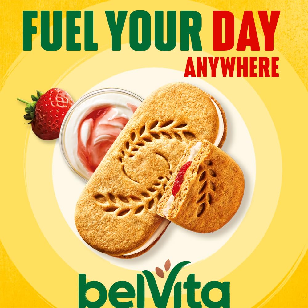 Belvita Duo Crunch Strawberry & Yogurt Breakfast Biscuits, 18 Packs of 2 – Wholegrain Biscuits with Yogurt & Strawberry Filling 3