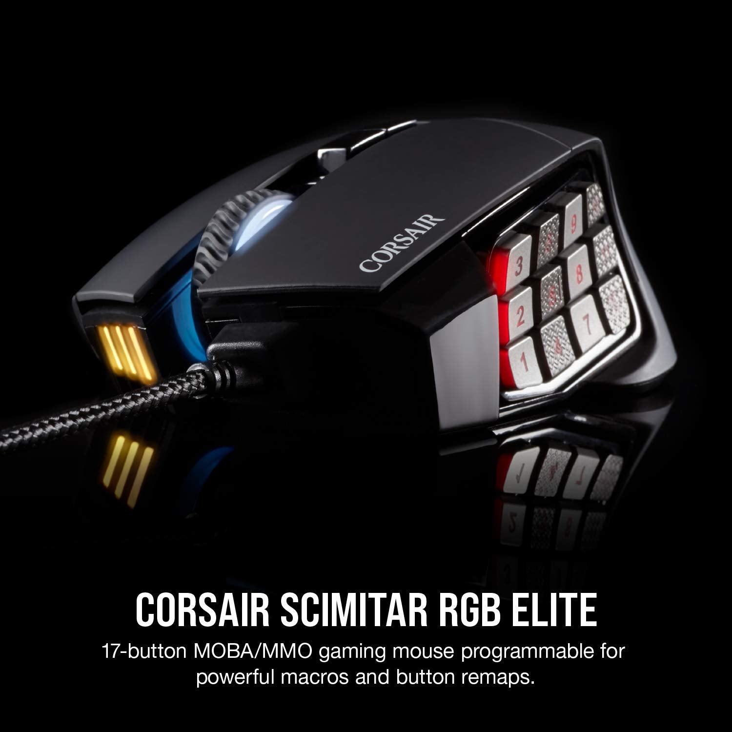 Corsair SCIMITAR RGB ELITE Wired MOBA/MMO Gaming Mouse – 18,000 DPI, 17 Buttons, Black 3