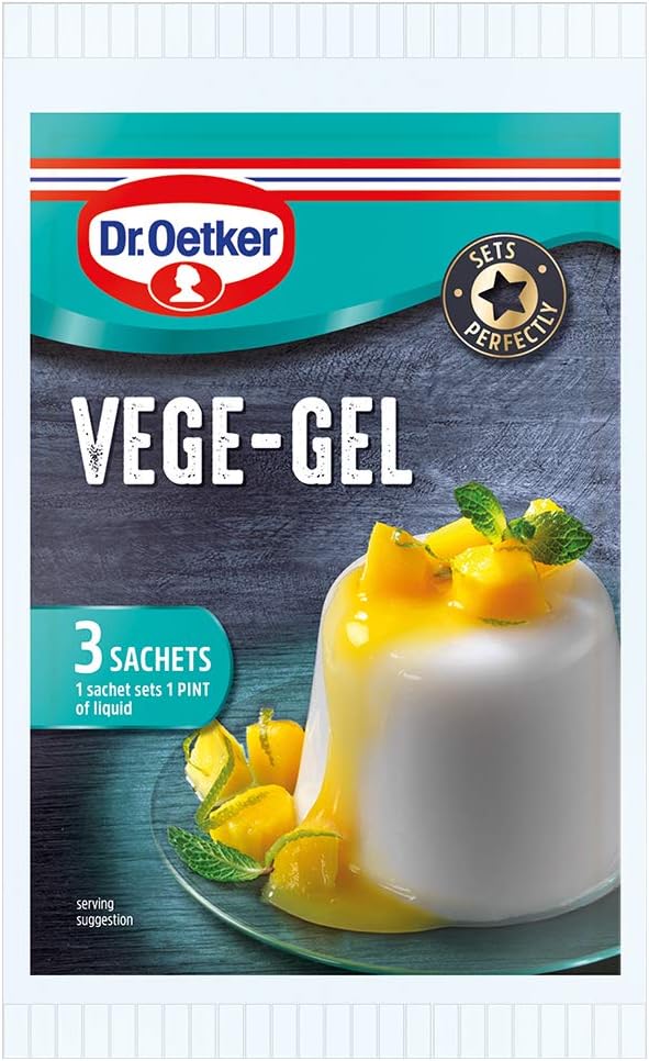 Dr. Oetker Vege-Gel Sachet - Vegan & Vegetarian Gelatine Substitute for Jellies, Mousses, Cheesecakes