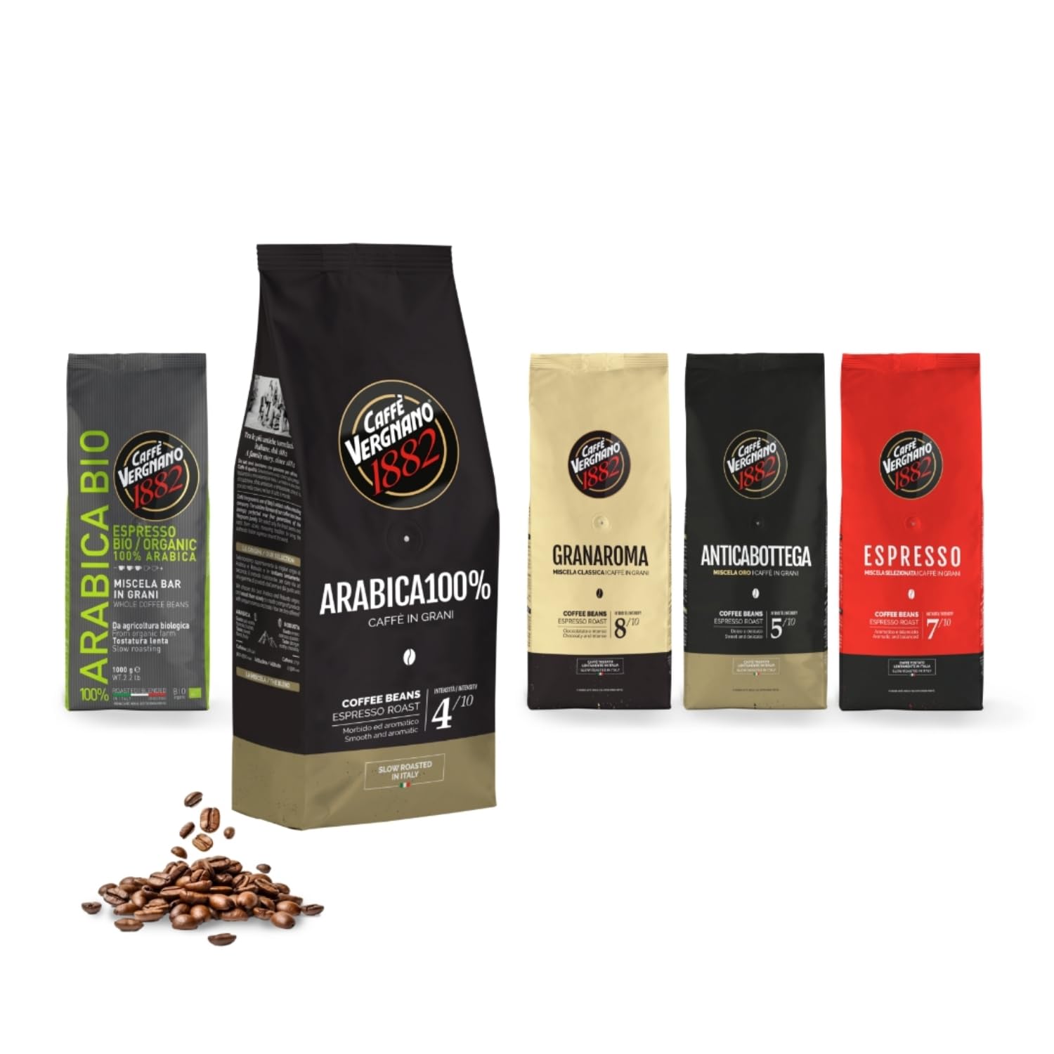 Caffè Vergnano 1882 Arabica 100% Whole Bean Coffee - 250g Pack