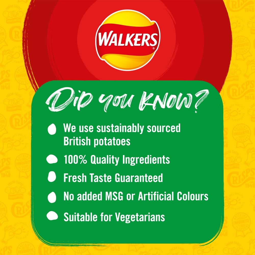 Walkers Classic Variety Multipack Crisps 6x25g - Ready Salted, Cheese & Onion, Salt & Vinegar 12