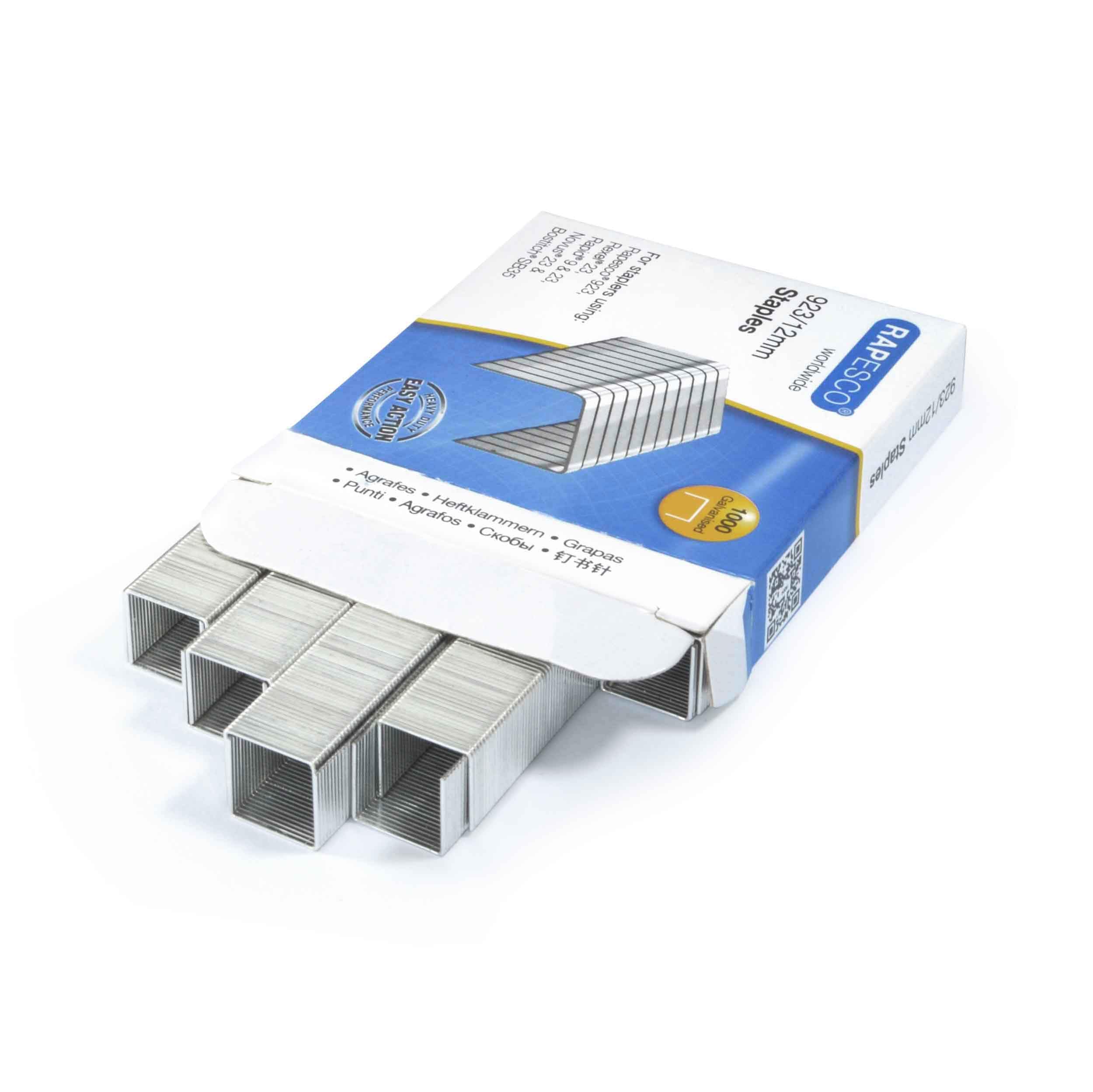 RAPESCO 1238 Heavy Duty Staples - 12mm Size | Type 923 | 1000 Pack | Galvanised 2