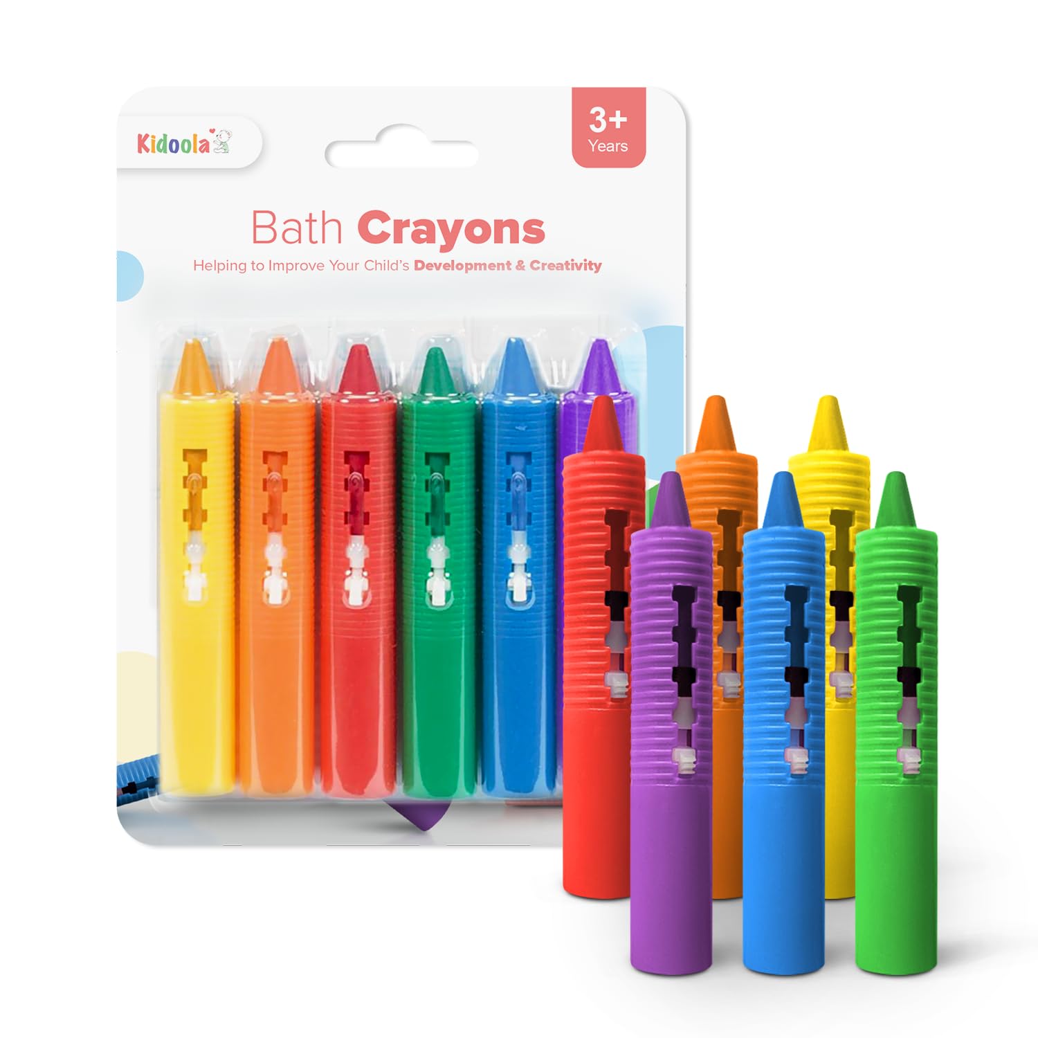 kidoola Baby Bath Crayons - 6 Pack Washable, Non-Toxic Crayon Pens for Toddlers 3+ 1