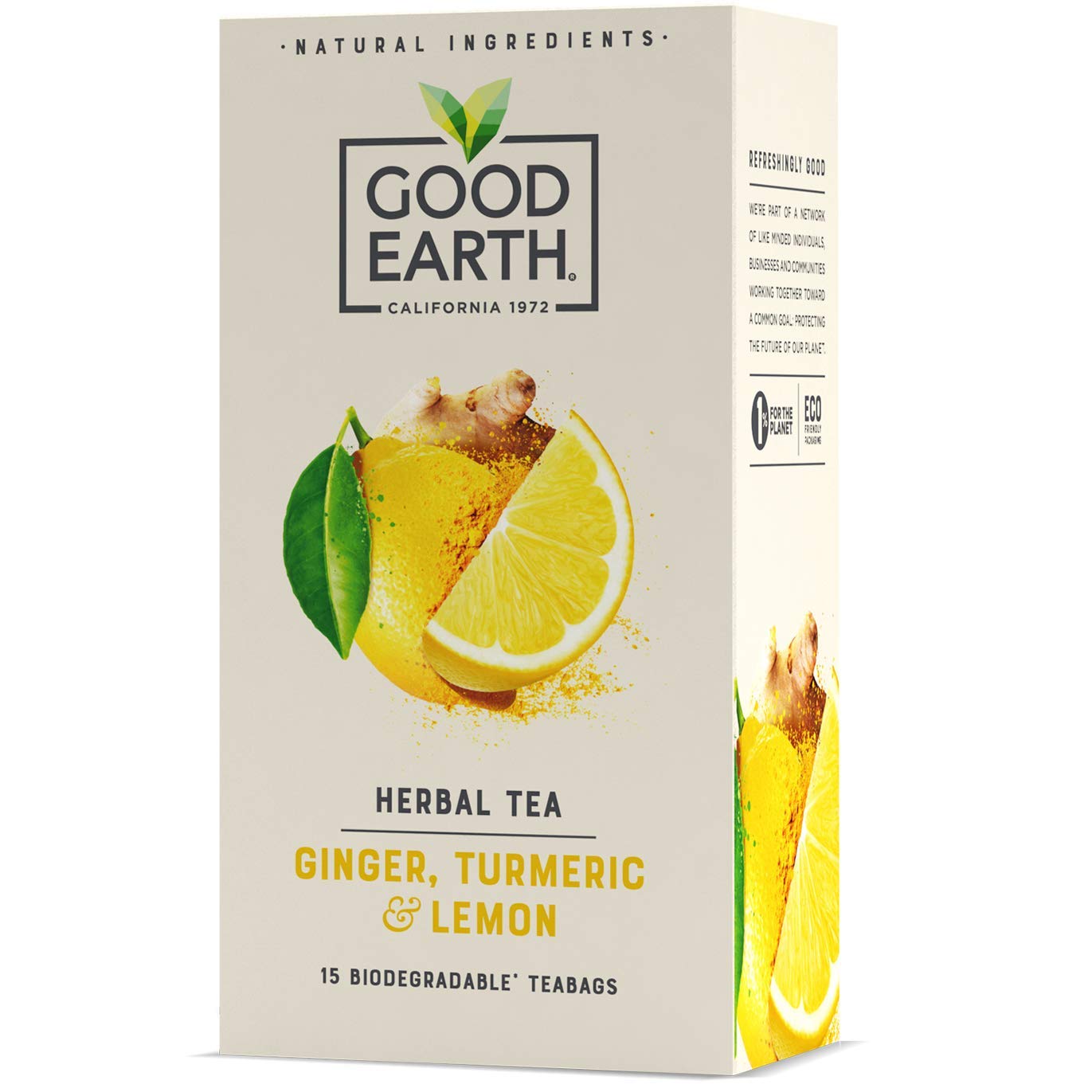 Good Earth Ginger, Turmeric and Lemon Herbal Tea, 15 Biodegradable Tea Bags