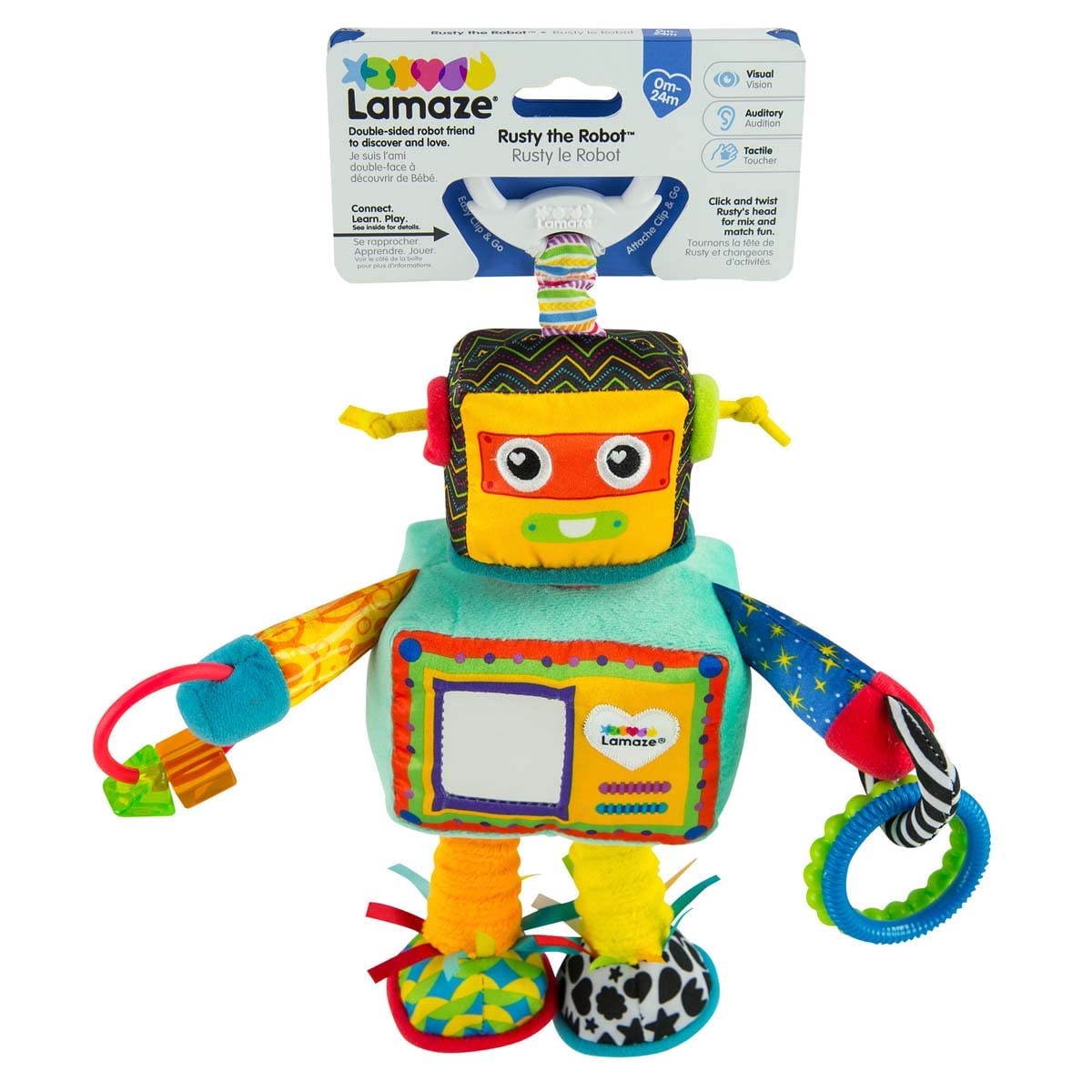 Lamaze Rusty the Robot - Sensory Toy for Babies 0-6 Months with Twistable Head & Clip