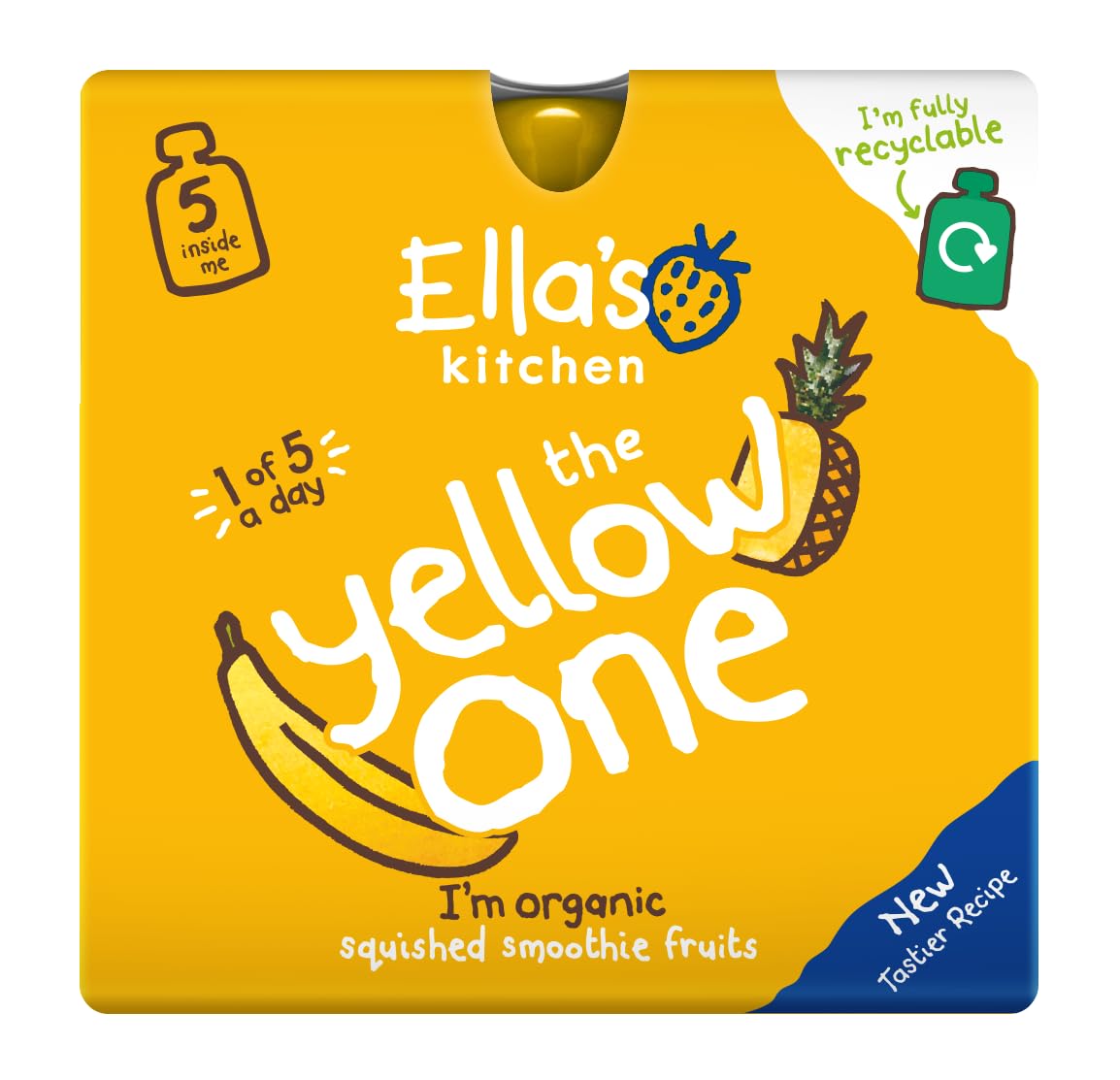 Ella's Kitchen The Yellow One Organic Fruit Smoothie - Banana Mango Apricot 5 x 90g
