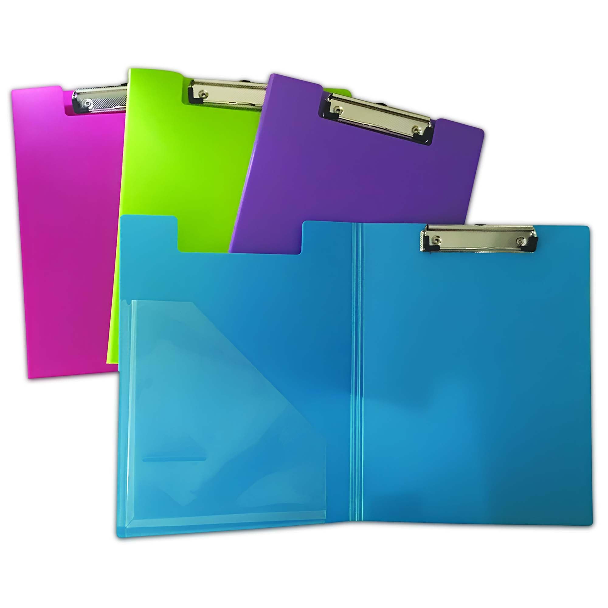 SECO A4+ PVC Coated Folding Clipboard with Heavy Duty Clip - Pack of 4 Assorted Colors 1