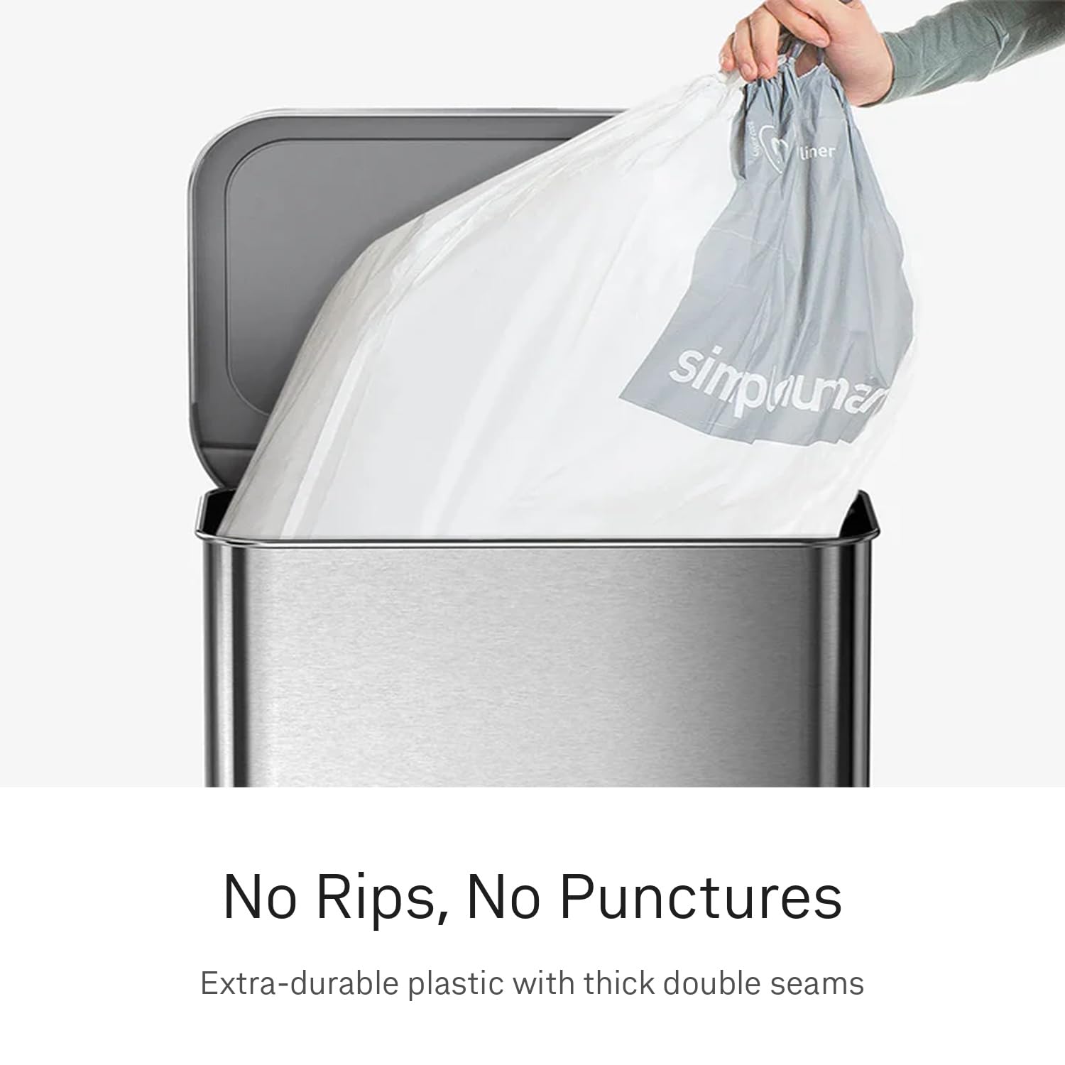 simplehuman Code N Custom Fit Drawstring Rubbish Bags - 50 Litre Capacity | 60 Count | White 3
