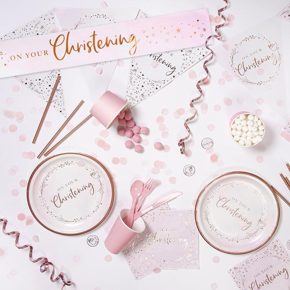 Anniversary House Pink Christening Foil Banner - 9ft Reusable Party Decoration 6