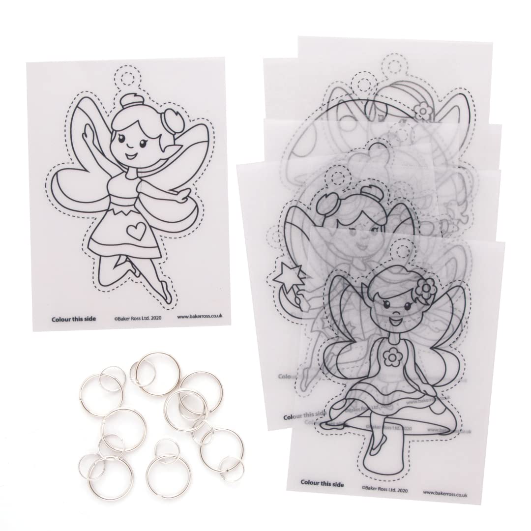 Baker Ross Fairy Super Shrink Keyrings - Pack of 8 Assorted Fairy Designs 3