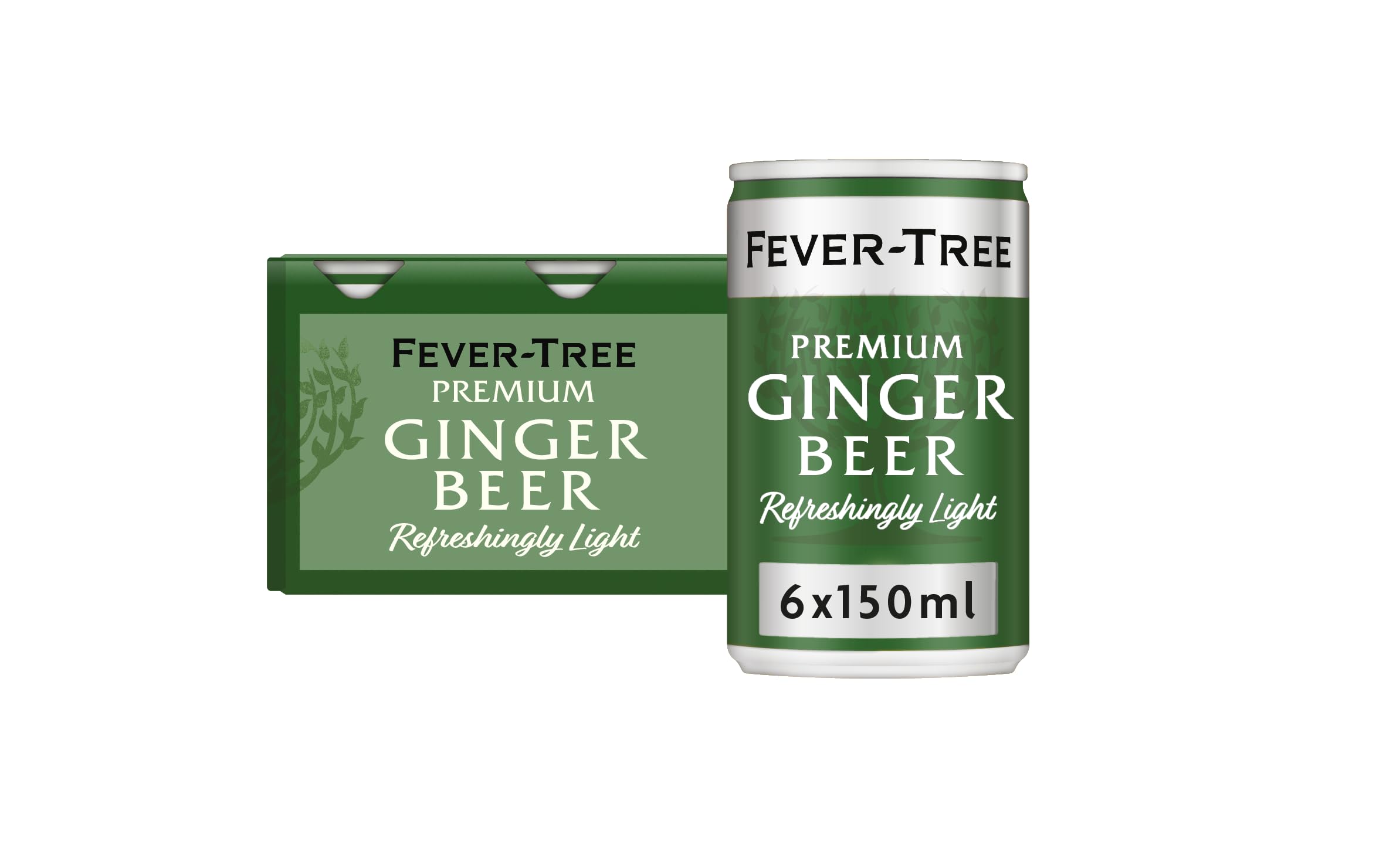Fever-Tree Refreshingly Light Ginger Beer - 6x150ml Cans | 19 kcal per 100ml 1