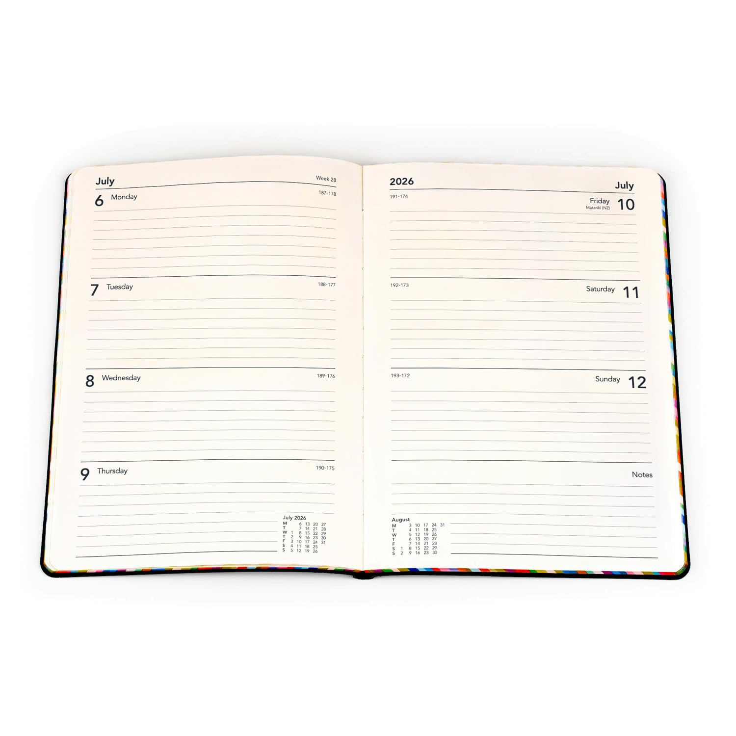 Collins Edge Rainbow 2026 Appointment Book Planner - A5 Week-To-View | PU Cover | Charcoal 2