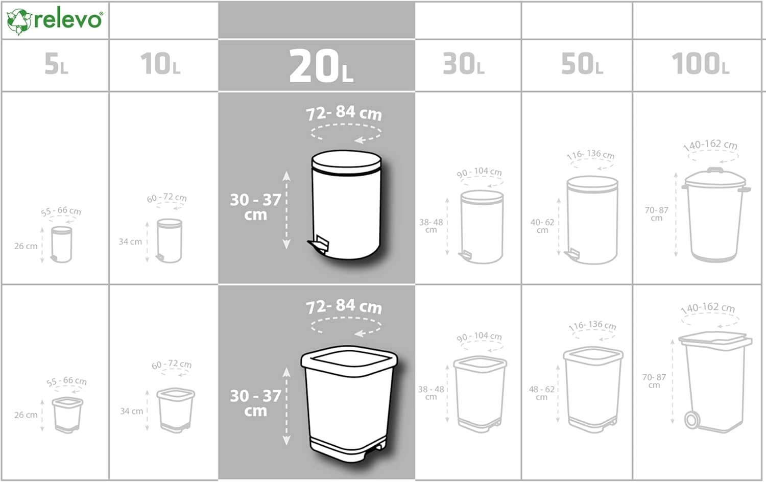 Relevo 100% Recycled Heavy Duty Bin Liners 20L - 15 Bags