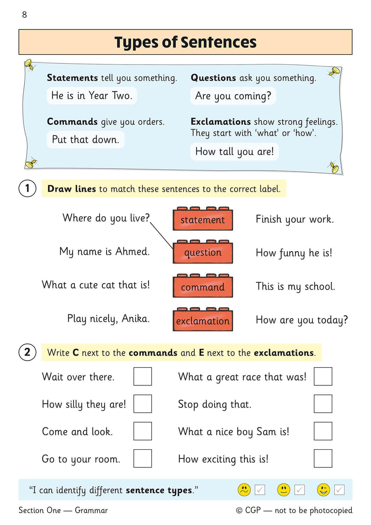 CGP KS1 English Targeted Question Book - Grammar, Punctuation & Spelling for Year 2 | Paperback | 64 Pages