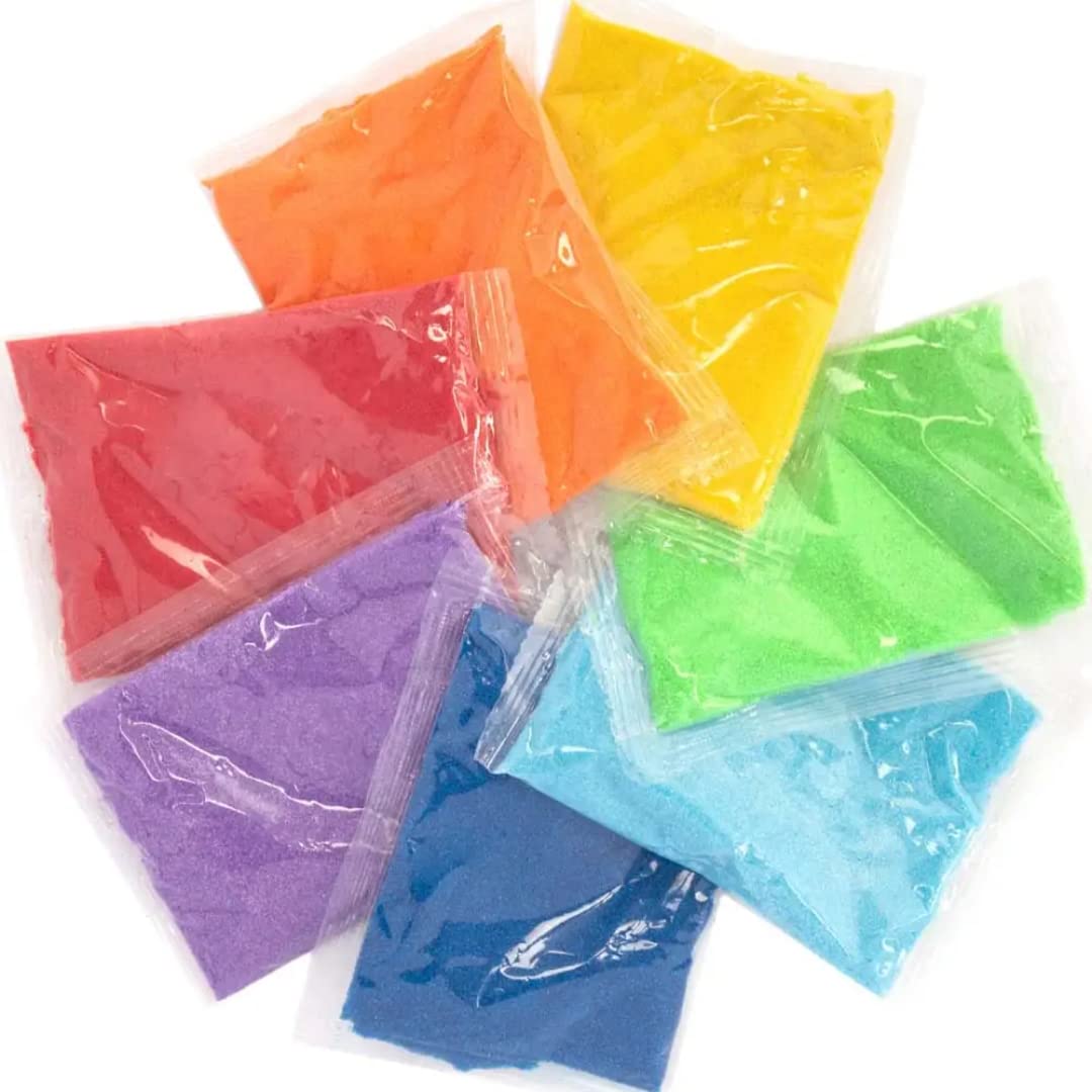 Baker Ross AX960 Rainbow Coloured Craft Sand - 7-Pack for Sand Art & Craft Projects