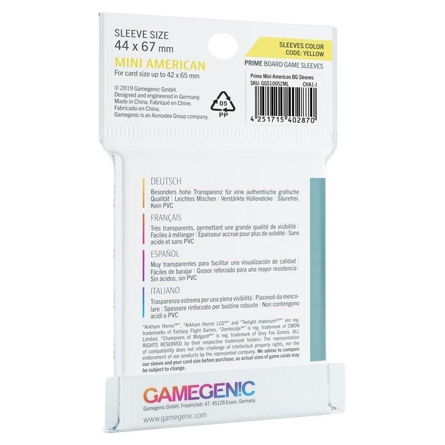 GAMEGEN!C Prime Mini American-Sized Sleeves 44 x 67 mm (50) Clear - Model GG1052 4