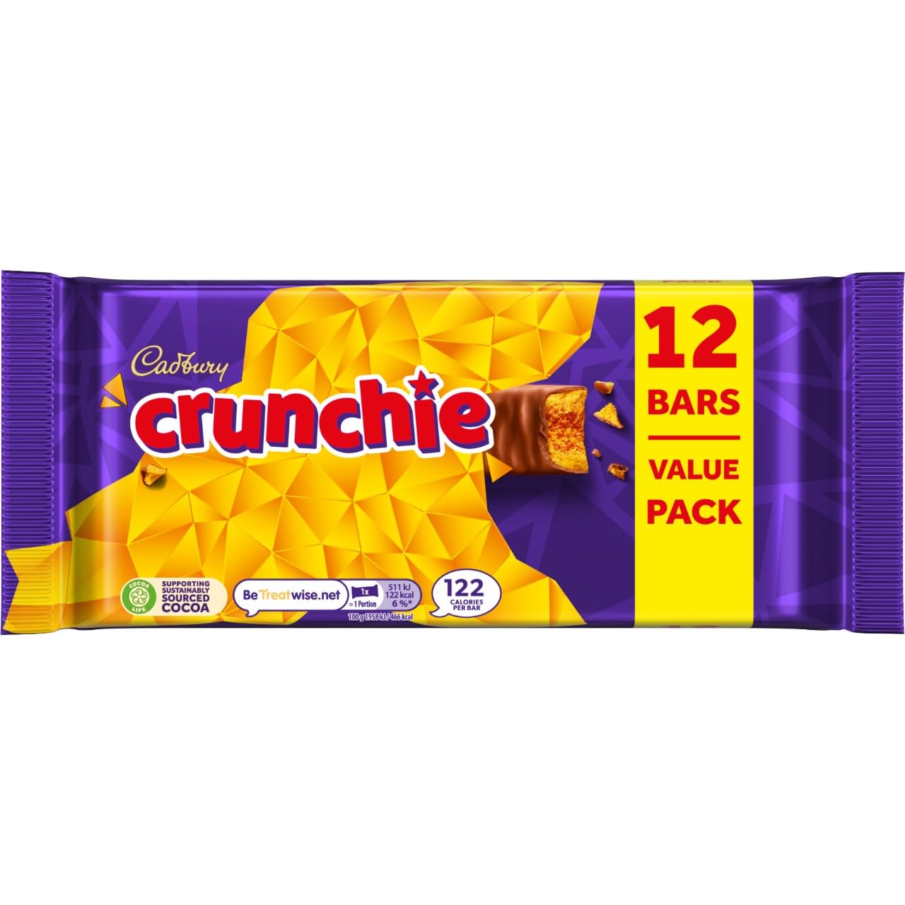 Cadbury Crunchie Chocolate Bar - Honeycomb Centre Covered in Milk Chocolate,12 Pack 5