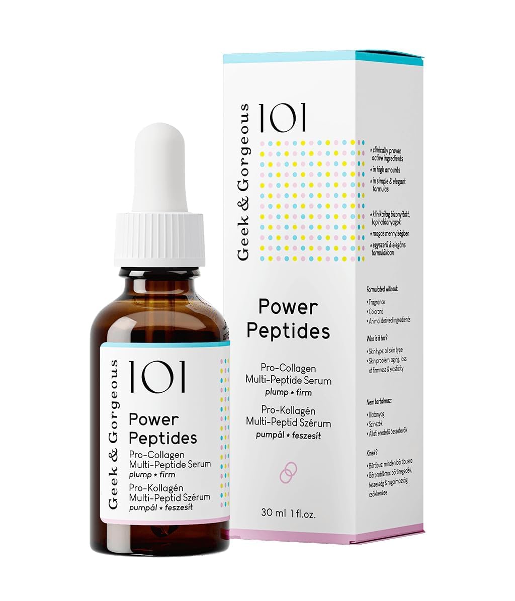 Geek & Gorgeous Power Peptides Serum - Anti-aging, Reduces Wrinkles, Boosts Collagen, Hydrating, 30 ml