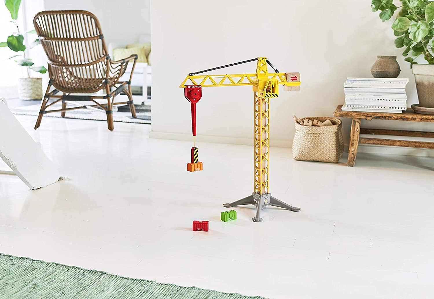 BRIO 33835 Light Up Construction Crane - 360-Degree Rotating Tower with Magnetic Hook & Lights 4
