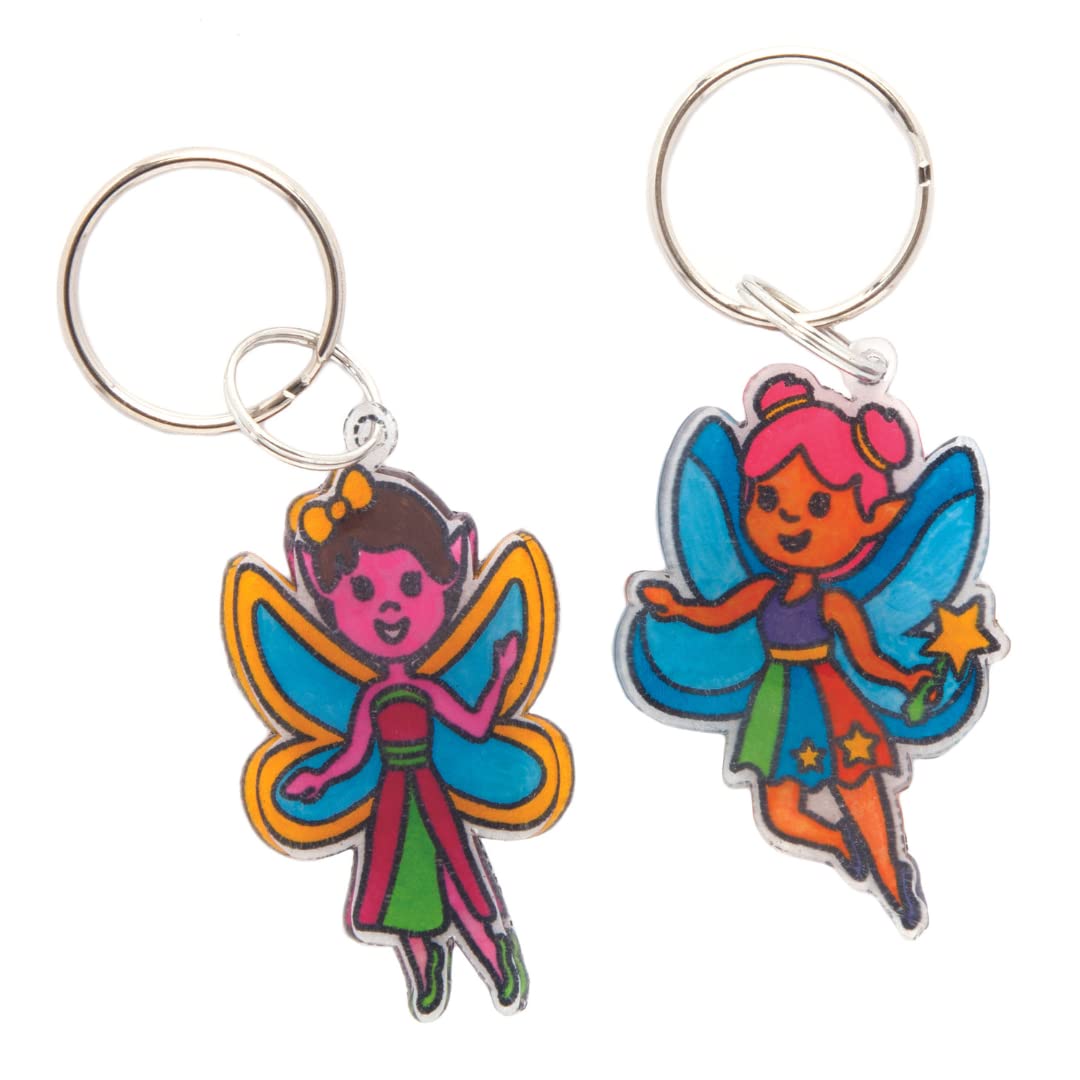 Baker Ross Fairy Super Shrink Keyrings - Pack of 8 Assorted Fairy Designs 4