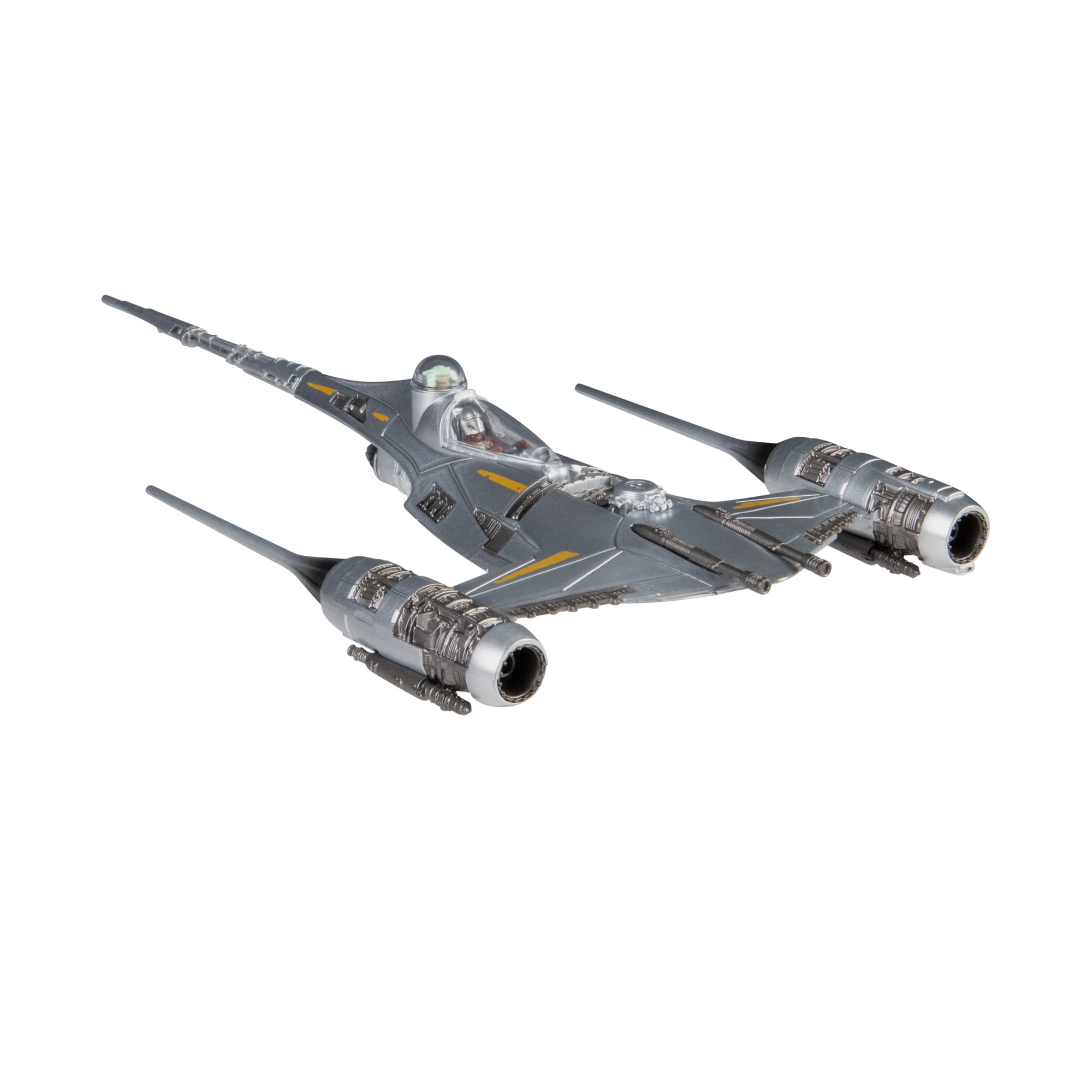 Star Wars Micro Galaxy Squadron The Mandalorian's N-1 Starfighter - 13cm Vehicle with Din Djarin & Grogu, Ages 8+