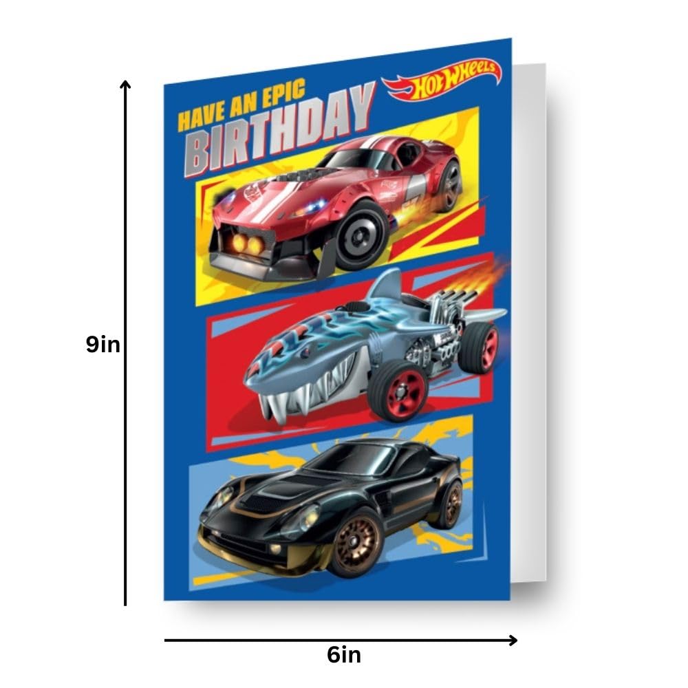 Danilo Promotions LTD Hot Wheels Birthday Card with Dynamic Lenticular 3D Effects | 17cm x 23cm 2