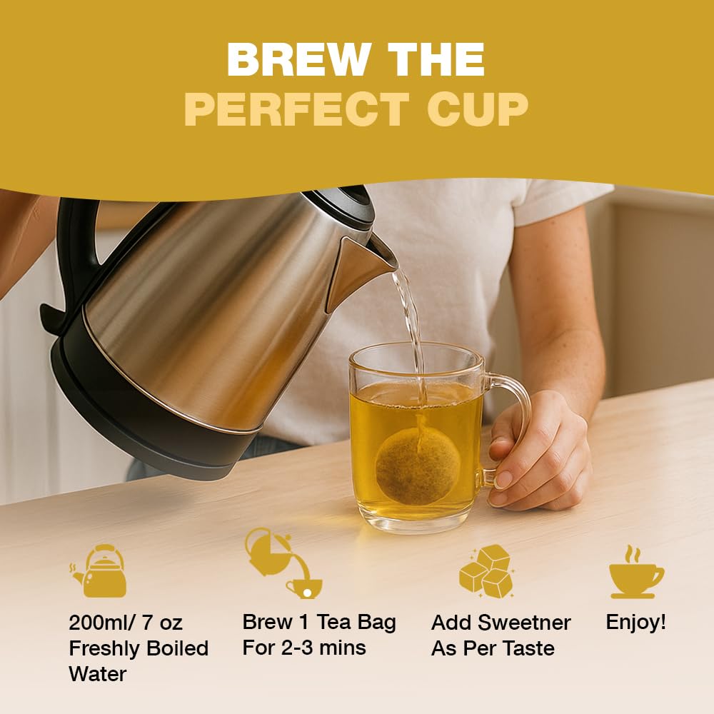 HANDPICK Ginger Tea Bags (100 Count) Non-GMO, Pure Ingredients - Soothing & Spicy Herbal Tea | Eco-conscious Round Tea Bags