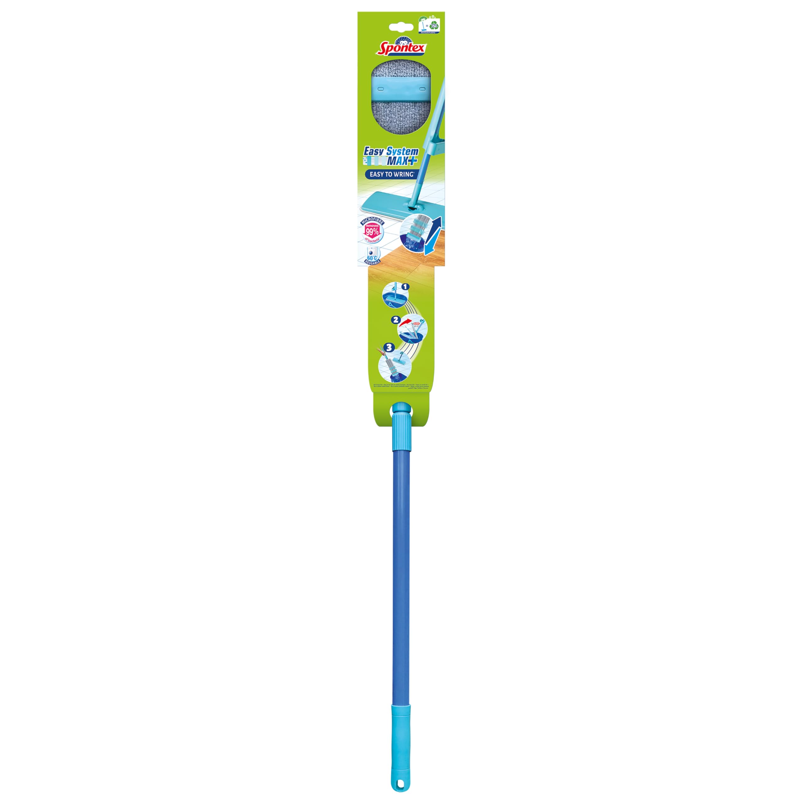 Spontex Easy System Max+ Microfibre Flat Mop with Integrated Wringing System