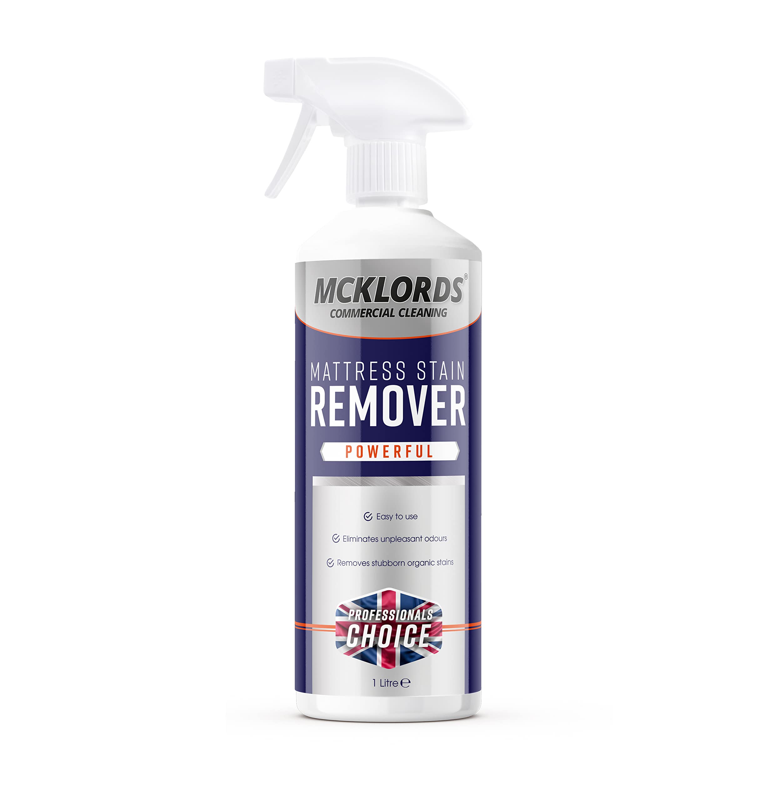 McKLords Commercial Mattress Stain Remover - Professional Strength Organic Stain Removal | 1 Litre Spray