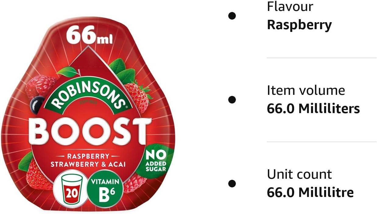Robinsons Boost Benefit Drops Himbeere, Erdbeere &amp; Acai mit Vitamin B6 – Kürbiskonzentrat ohne Zuckerzusatz