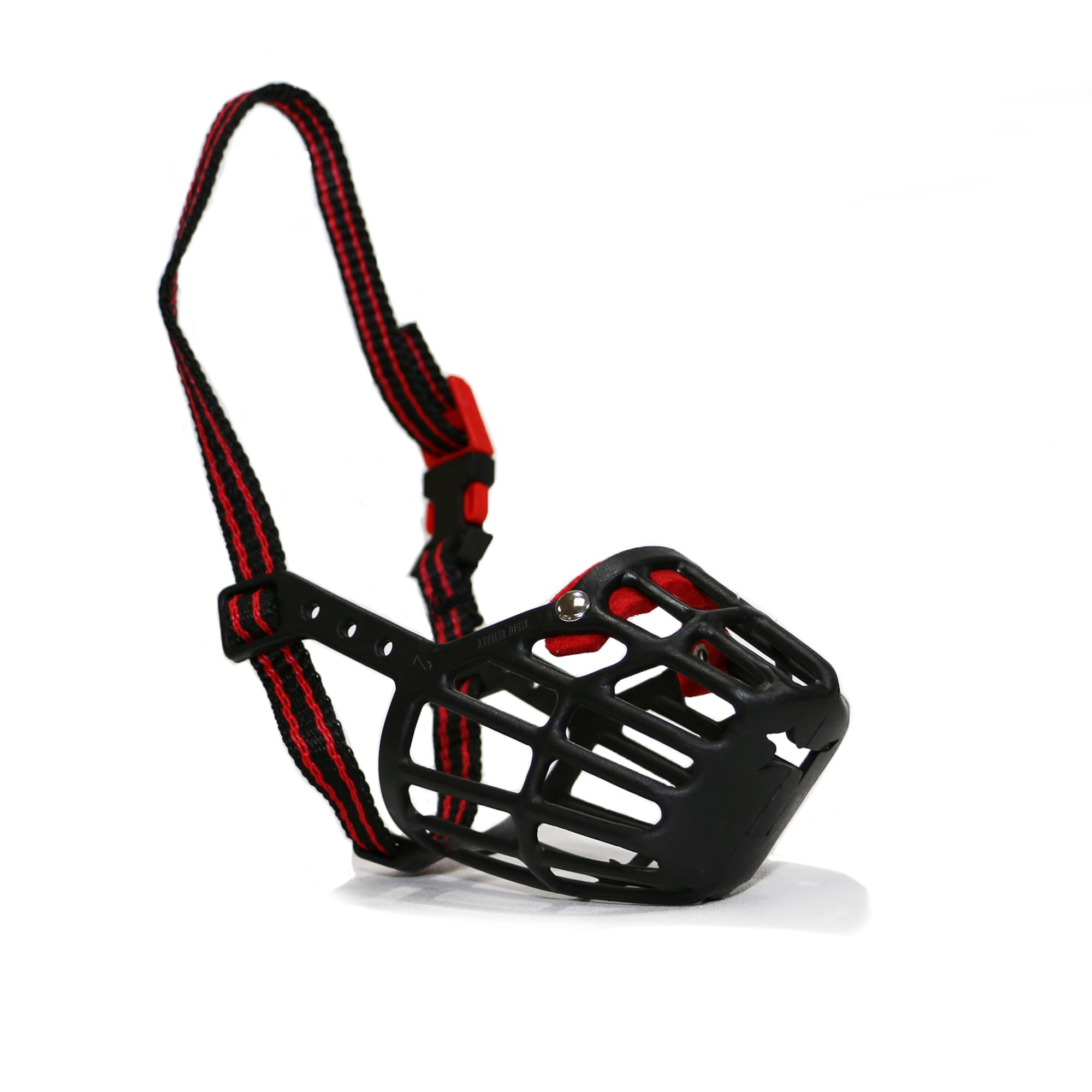 Ancol Plastic Basket Muzzle for Biting Control | Strong & Secure | Black/Red | Size 5